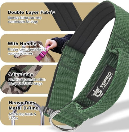 TSPRO Premium Dog Collars Tactical Dog Collar with Handle and Heavy Duty Quick-Release Metal Buckle Durable Thick and Adjustable for Medium to Large Dogs (Orange M)