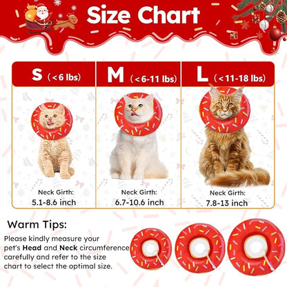 Cat Cone Collar Soft, Cat Recovery Collar for Wound Healing Cute Cat Donut Adjustable Cat Cones to Stop Licking Comfortable Lightweight Neck Elizabethan Collars for Cats Kittens After Surgery