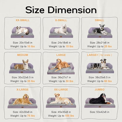 Small Dog Bed Orthopedic Washable Cat Bed Memory Foam Couch Sofa Comfy Pet Beds with Waterproof Removable Cover & Non-Slip Bottom