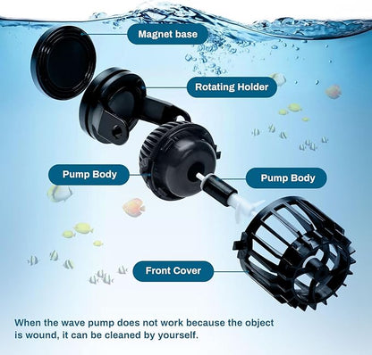 Submersible Pump, Aquarium Wave Maker for 20-60 Gallon Fish Tanks 2133 GPH Adjustable Circulation Pump with Controller and Magnet Suction Base Submersible Power Head Air Pump for Fresh Salty Water