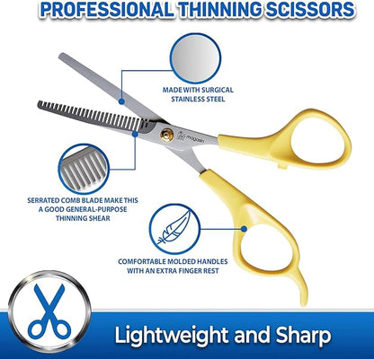PET MAGASIN Dog Grooming Scissors Straight Thinning Yellow Stainless Steel Professional Grooming Shears for Dogs and Pets