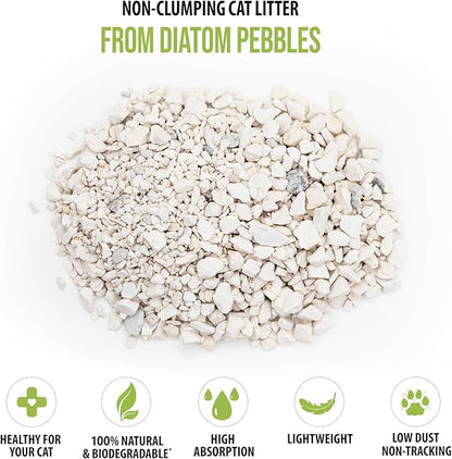 Skoon All Natural Cat Litter (2 Bags) - Original - Lightweight, Low Tracking, Non-Clumping Diatom Pebbles Absorb, Lock, and Seal Waste for Best Odor Control