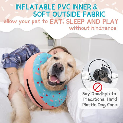 Supet Inflatable Dog Cone Collar Alternative After Surgery, Doggie Neck Donut Collar Recovery E Collar, Soft Dog Cone for Small Medium Large Dogs