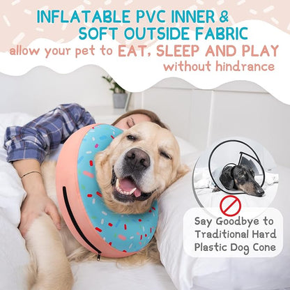 Supet Inflatable Dog Cone Collar Alternative After Surgery, Doggie Neck Donut Collar Recovery ECollar for Post Surgery, Soft Dog Cone for Small Medium Puppies Cats