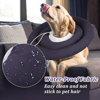 IDOMIK Dog Recovery Collar, Waterproof Soft Dog Cone After Surgery, Comfy Protective Elizabethan Collar Alternative for Dogs Cats, Adjustable Pet Neck Donut Cone Anti-Licking Biting Wounds,Grey,2XL