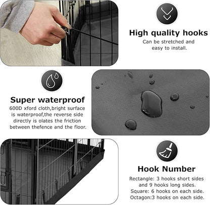 PJYuCien Dog Playpen Bottom Pad, Fits 32 Inch Width 8 Panels Regular Octagon Metal Exercise Pet Playpen, Black (Note:Playpen Not Included)