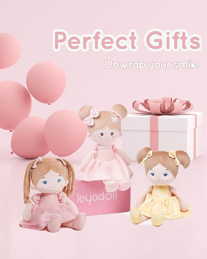 Soft Baby Doll Toys (12''), My First Baby Rag Doll for 1 Year-Old Girl Birthday Gift, Christmas Plush Toys Gift for Toddler Kids Infants-Halloween Special-Princess Coral-Light-Pink