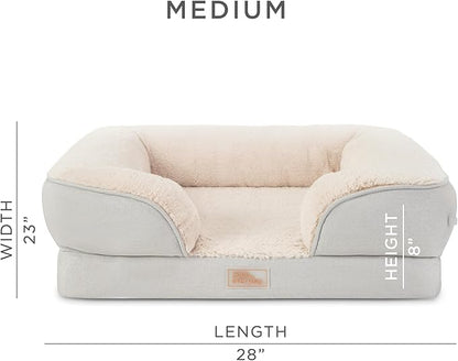 TOWN & COUNTRY EVERYDAY CuddleTown Comfy Solid Bolster Sofa Pet Bed, Supportive & Calming Egg Crate Foam, Non-Slip Bottom, Machine Washable Cover, Grey, Medium 28"x23"x8"