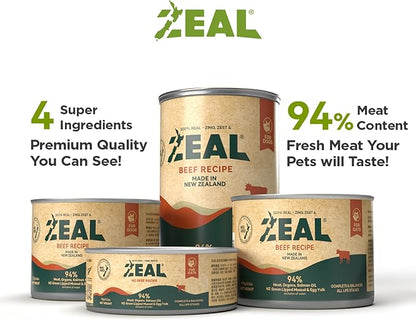 ZEAL New Zealand Wet Cat Food – High Protein, Grain-Free with Superfoods (Beef, 6oz Can, 12-Pack)
