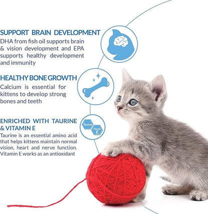 INABA Churu for Kittens, Grain-Free Creamy, Purée Lickable Cat Treats with DHA, EPA, Vitamin E & Taurine, 0.5 Ounces Each, 12 Tubes (4 per Pack), Tuna Recipe