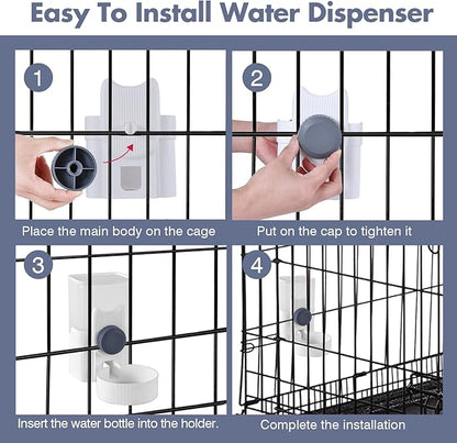 Rabbit Water Bottle 33oz Hamster Water Bottle Hanging Guinea Pig Water Dispenser Include Hay Feeder Bag Set for Bunny Small Pet Animal