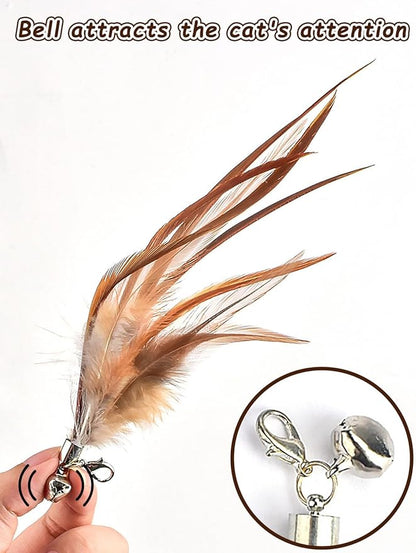 Handmade Cat Wand Feather Refills 6-Pack – Replacement Feathers for Interactive Cat Toys