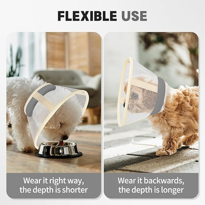 Soft Dog Cone Collar to Stop Licking-Adjustable Comfortable Mesh Recovery Collar After Surgery for Small or Miniature Dogs, Alternative to Plastic Elizabethan Collars for Neuter Incision Care (Grey,M)