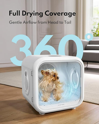 HomeRunPet Cat Dryer, 360° Efficient Automatic and Quiet Box with Smart Temperature Control, Ideal for Small Dogs (50L Drybo Plus Pet Dryer Box)