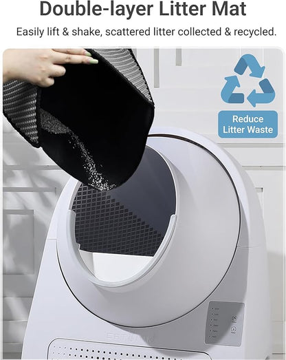 CATLINK 2025 Upgrade Automatic Cat Litter Box Self Cleaning for Multiple Cats with Mat, Double Odor Removal, Cat Litter Box for Cats from 3.5～22 lbs