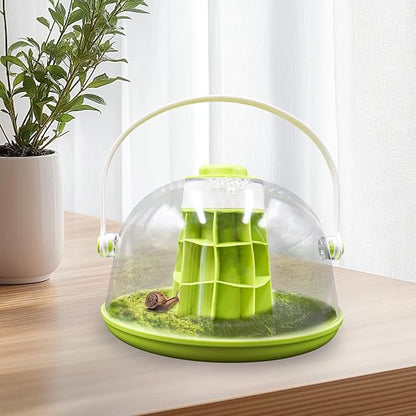 Round Transparent Snail Terrarium Kit, Portable Plastic Habitat with Air Vents & Removable Base, Breeding Box for Snails, Beetles, Spiders, Ladybugs & Small Insects