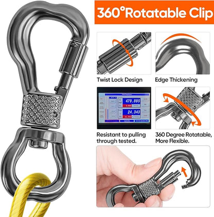 Tresbro 30FT Reflective Tie Out Cable for Dogs Up to 250 Pounds, Steel Wire Lead Leash Cable with Stainless Rotatable Buckle, Lightweight and Enduring, Dog Chains Outside for Outdoor, Yard, Yellow