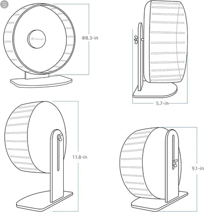 Niteangel Super-Silent Hamster Exercise Wheels - Quiet Spinner Hamster Running Wheels with Adjustable Stand for Hedgehog Gerbils Mice or Other Small Animals (S, White)