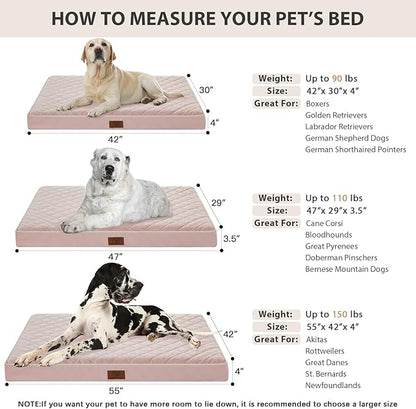 WNPETHOME Orthopedic XL Dog Beds Large Sized Dog, Waterproof Extra Large Dogs Bed with Removable Washable Cover, Multi-Needle Quilting Dogs Crate Bed