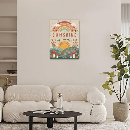 You Are My Sunshine Inspirational Canvas Wall Art Motivational Encouragements Wall Decor First Communion Gifts for Girls Boys Toddler Teens Pictures Painting Print Artwork Framed Decorations Nursery Dorm Bedroom 12"x16"
