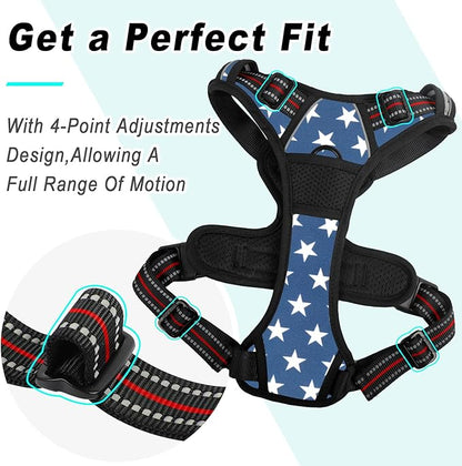 BARKBAY No Pull Dog Harness Large Step in Reflective Dog Harness with Front Clip and Easy Control Handle for Walking Training Running(Star,L)
