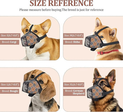 Dog Muzzle for Small Large Dogs - Soft Nylon Basket Muzzle with Adjustable Strap, Breathable Mesh Design Prevents Biting Chewing Licking Eating - Ideal for Training, Grooming & Vet Visits (Yellow, XL)