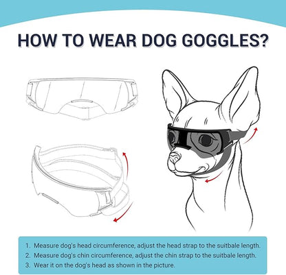 Lesypet Dog Sunglasses Small Breed, Dog Goggles for Small Dogs Windproof Anti-UV Glasses for Dogs Outdoor Eye Protection, Gold