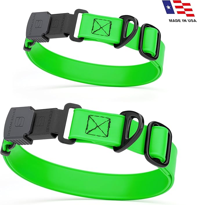 Dogline Biothane Waterproof Dog Collar with Herm Sprenger Stainless Steel Quick Release Buckle – Heavy Duty Tactical Durable Collar for Dogs – Comfortable and Safe Pet Collar, W 1" L 15-25", Green
