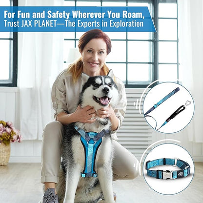 No-Pull Dog Harness with Handle - Escape Proof, Anti-Pulling, Grip Control, Multi-Angle Reflective for Safe Walks & Training, Easy On & Off, Metal Buckle–Pet Harness, Medium/Large Dogs- H3- Blue