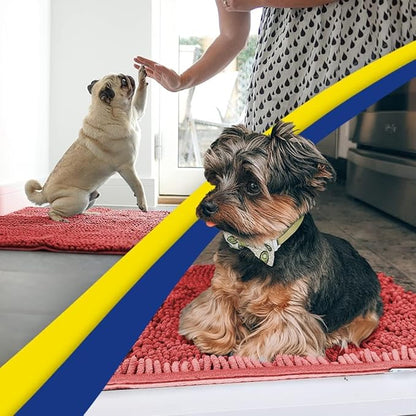 Muddy Mat® AS-SEEN-ON-TV Highly Absorbent Microfiber Door Mat and Pet Rug, Non Slip Thick Washable Area and Bath Mat Soft Chenille for Kitchen Bathroom Bedroom Indoor and Outdoor - Red 24" x 96"