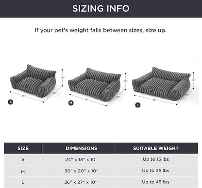 Bedsure Cute Dog Couch for Pets - Fluffy Dog Sofa with Premium Soft Corduroy Fleece, Small Dogs Couch Bed with Washable Cover, Supportive Pet Sofa Bed for Medium Large Dogs, 36inch, Warm Grey