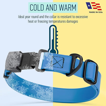 Dogline Biothane Waterproof Dog Collar with Herm Sprenger Stainless Steel Quick Release Buckle – Heavy Duty Tactical Durable Collar for Dogs – Comfortable and Safe Pet Collar, W 1" L 15-25", Blue