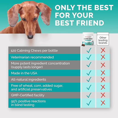 PREMIUM CARE Hemp Calming Chews for Dogs, Made in USA - Helps with Dog Anxiety, Separation, Barking, Stress Relief, Thunderstorms and More, 9.3 oz (264g), 120 Count