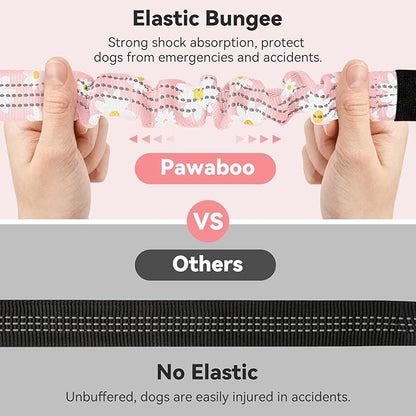 Pawaboo 2Pack Dog Seatbelt for Car, 3-in-1 Dog Car Seat Belt Bungee, Dogs Tether for Cars with Buckle & Hook Latch, Adjustable Reflective Dogs Cars Harness Leash with 360° Lockable Buckle, Light Pink