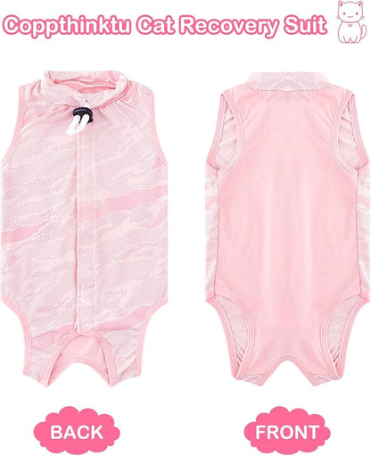 Cat Recovery Suit Cat Onesie for Cats After Surgery, Breathable Cats Surgery Suits Female for Abdominal Wounds, Kitten Recovery Suits E-Collar Alternative Onesie After Spay Anti Licking