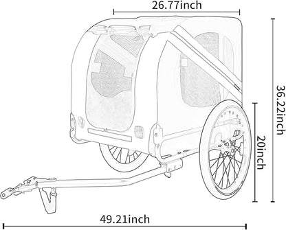 Blue-Grey Large Folding Bike Trailer for Dogs – Heavy-Duty Steel Frame, 66LB Capacity Pet Carrier for All-Terrain Cycling, Jogging & Camping Adventures!
