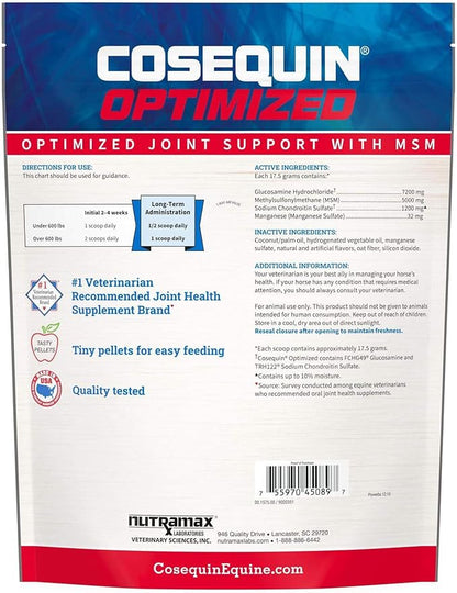 Nutramax Cosequin Optimized Pellets with MSM Joint Health Supplement for Horses - with Glucosamine and Chondroitin, 1400 Grams