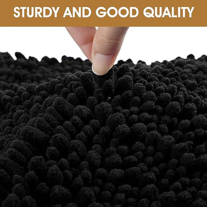 IM HOME 30" x 20" Black Dog Door Mats for Muddy Paws, Chenille Absorbent Dog Mat, Non Slip Heavy Mud Mat for Dogs, Soft Pet Bed Mat for Entryway, Mud Paws, Inside Floor