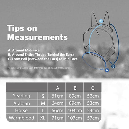 Harrison Howard Pro Luminous Horse Half Face Fly Mask Large Eye Space with Ears UV Protection for Horse Hunter Green L