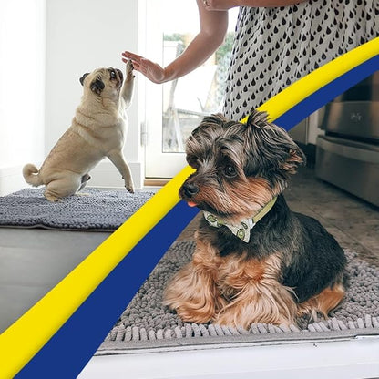 Muddy Mat® Pack of 3 Highly Absorbent Microfiber Dog Door Mat and Pet Rug, Non Slip Thick Washable Area Mat Soft Chenille for Kitchen Bathroom Bedroom and Outdoor - Grey Small, Medium & Large