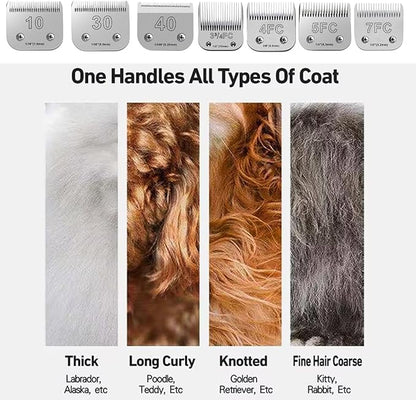 3Pack 4FC Blades for Dog Grooming Blades Compatible with Andis,Oster A5,Wahl km10 Dog Clippers,Detachable Dog Clipper Blade for Dog Cat Horse Animal,Size-#4FC, 3/8-Inch Cut Length (9.5mm)