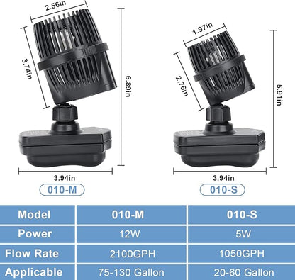 hygger 1050 GPH Aquarium Wave Maker Pump with Strong Magnetic Suction Base, Ultra-quiet 360 Degree Rotating Submersible Power Head, for 20-60 Gal Freshwater Saltwater Tank