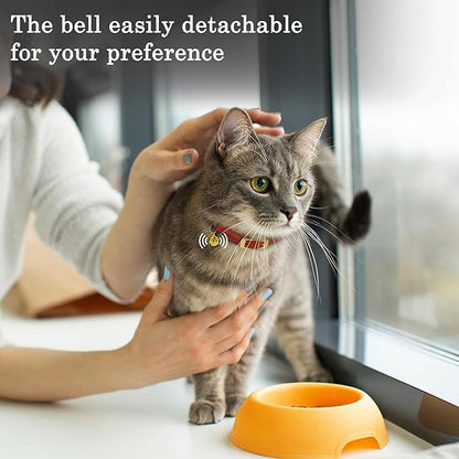 OOPSDOGGY Rolled Leather Cat Collar with Bell - Reflective Kitten Collar with Safety Elastic Strap - Adjustable Small Pet Collars for Boy Girl Cats (Graphite)
