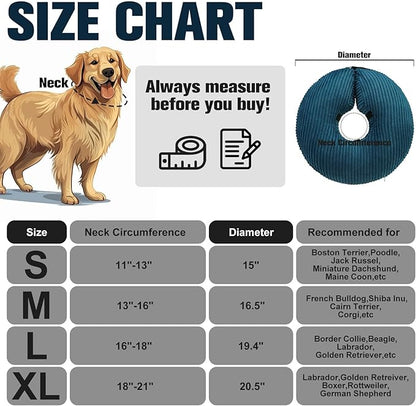 BINGPET Inflatable Dog Cone Collar Alternative After Surgery,Soft Recovery Cone for Dogs to Stop Licking,Protective Neck Donut E Collar Adjustable for Small Medium Large Dogs & Cats(Navy Blue,S)