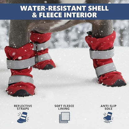Spark Paws Dog Shoes, Waterproof Dog Boots for Medium to Large Dogs, Non Slip, Breathable Dog Booties and Paw Protectors - 4PCS Doggie Hiking Boots with Reflective Straps - Red, Size 1
