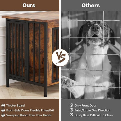 EasyCom 31.5" Small Dog Crate Furniture, Chew-Resistant Dog Crates for Small and Medium Dogs, Dog Kennel Furniture Indoor with 2 Doors and 3.94" Raised Feet, as TV Stand, End Table, Crate Table
