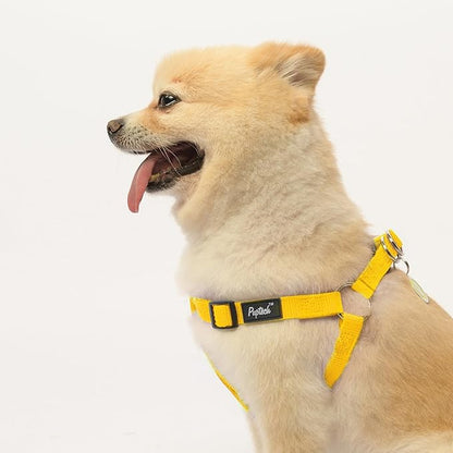 PUPTECK No Pull Dog Harness Soft Adjustable Basic Nylon Step in Puppy Vest Outdoor Walking with ID Tag, Yellow, XS