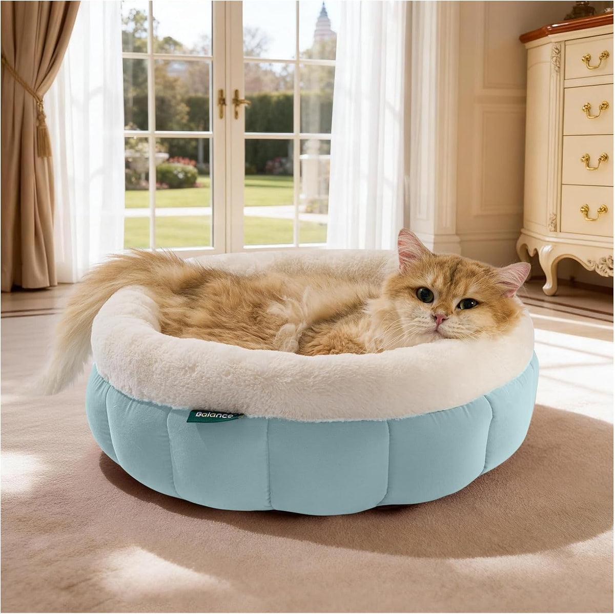Cat Bed Round Washable Donut Bed Anti Slip Plush Kitten Puppy 18in