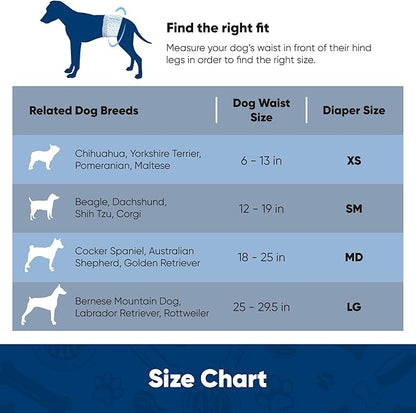 American Kennel Club Male Dog Wrap, Disposable Diapers with Wetness Indicator, Small, 50 Count