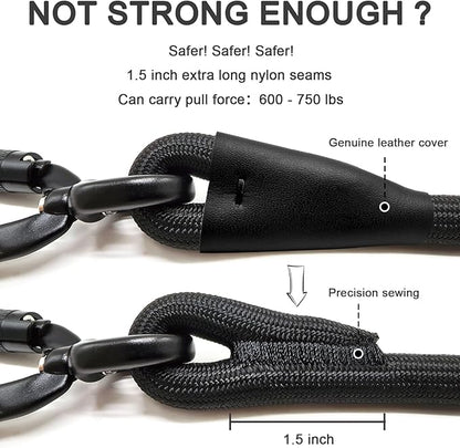 Rope Dog Leash, 4 ft Heavy Duty Dog Leash with Aviation Aluminum Auto Locking Carabiner, Strong Nylon Pet Lead for Small, Medium, Large Dogs (Navy Blue, 4FT)